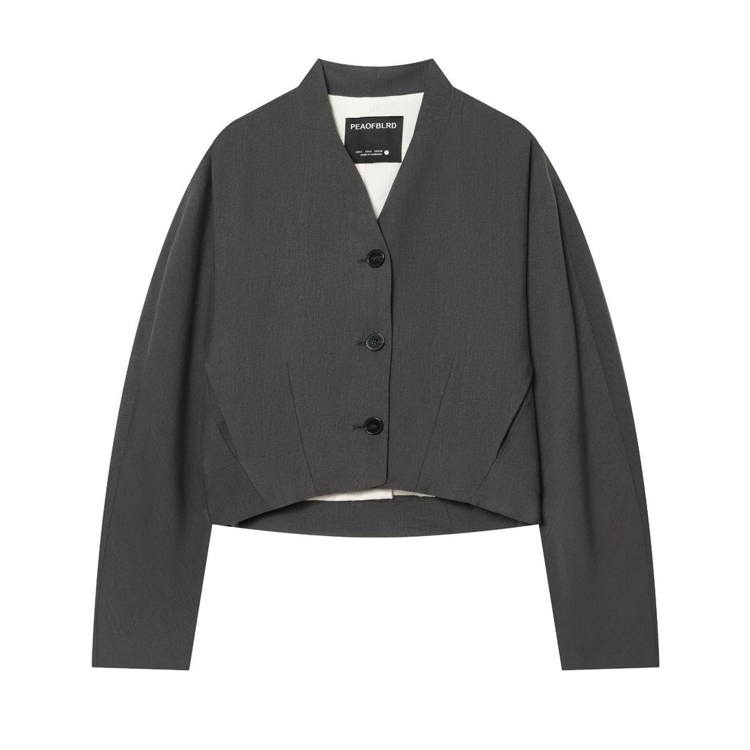 Damen Cropped-Blazer mit kastiger Silhouette und tiefem V-Ausschnitt Nord Taschen