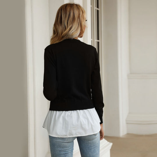 Damen Layering-Pullover mit Hemdoptik und feinem Feinstrick Nord Taschen