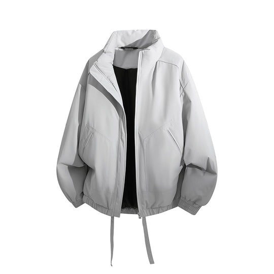 Herren Übergroße Windbreaker-Bomberjacke mit Kordelzug und Stehkragen Nord Taschen