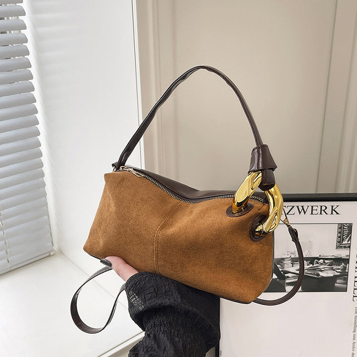 Damen Umhängetasche aus hochwertigem Wildleder mit elegantem Glanz Nord Taschen