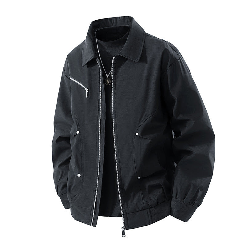 Herren Leichte Oversize-Bomberjacke aus winddichtem Nylon mit Reißverschluss, Brusttasche und Rippbündchen Nord Taschen