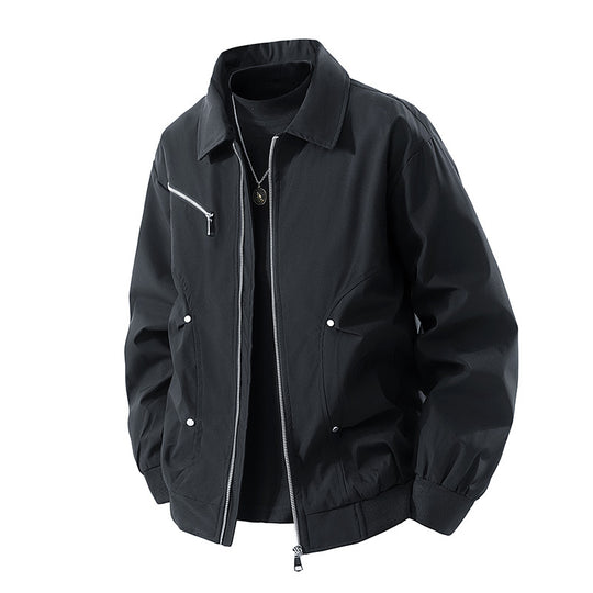 Herren Leichte Oversize-Bomberjacke aus winddichtem Nylon mit Reißverschluss, Brusttasche und Rippbündchen Nord Taschen