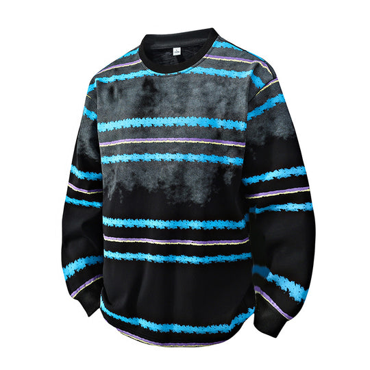 Herren Rundhals-Sweatshirt mit Aquarellstreifen und gerippten Bündchen Nord Taschen