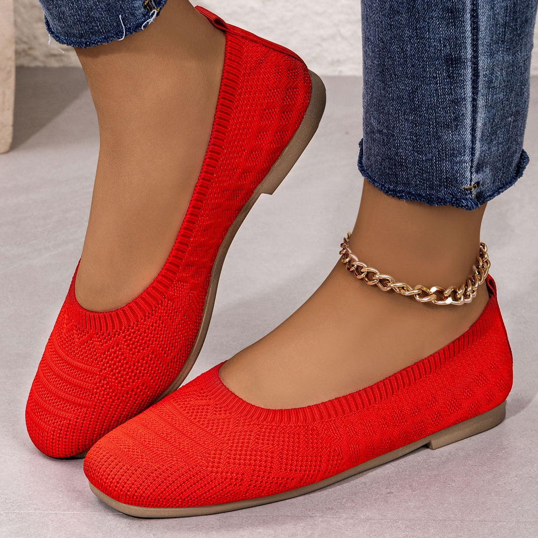 Damen Bequeme Ballerinas aus elastischem Strickmaterial mit flexibler Sohle
