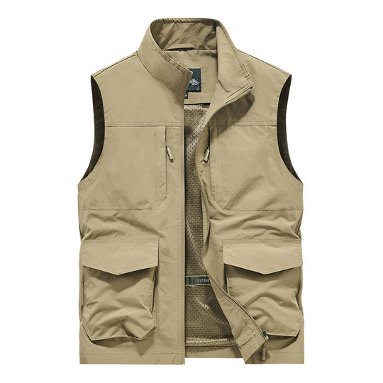 Herren Utility-Outdoorweste mit Multifachtaschen, Mesh-Futter & Stehkragen Nord Taschen