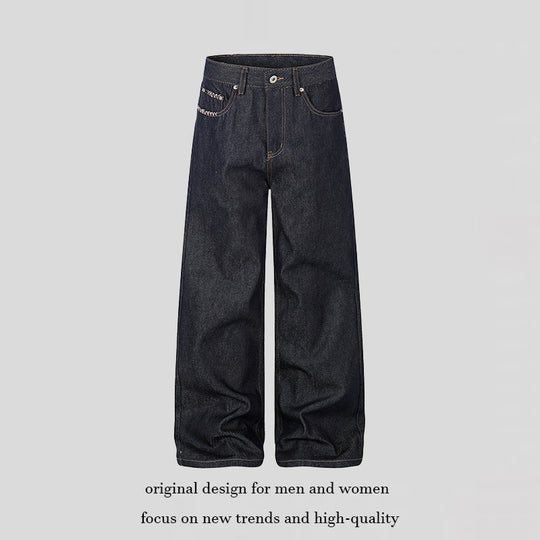 Damen Hochtaillierte Wide‑Leg-Jeans aus rohem Denim mit Palazzo-Schnitt Nord Taschen