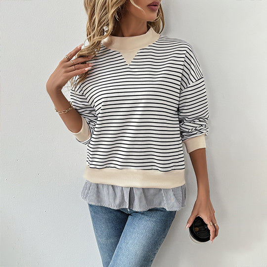 Damen Lässiger Langarm Pullover mit Rippdetails Nord Taschen