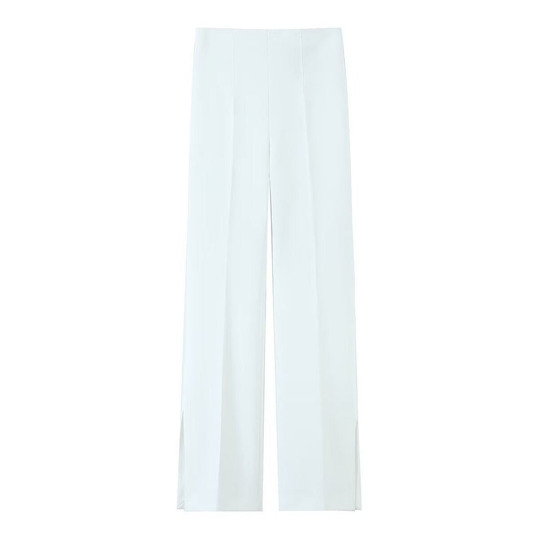 Damen Weite High‑Waist‑Hose mit Bundfalte und seitlichen Beinschlitzen Nord Taschen