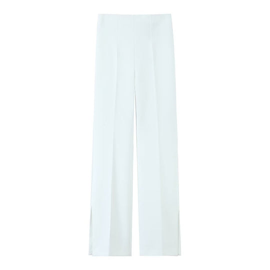 Damen Weite High‑Waist‑Hose mit Bundfalte und seitlichen Beinschlitzen Nord Taschen