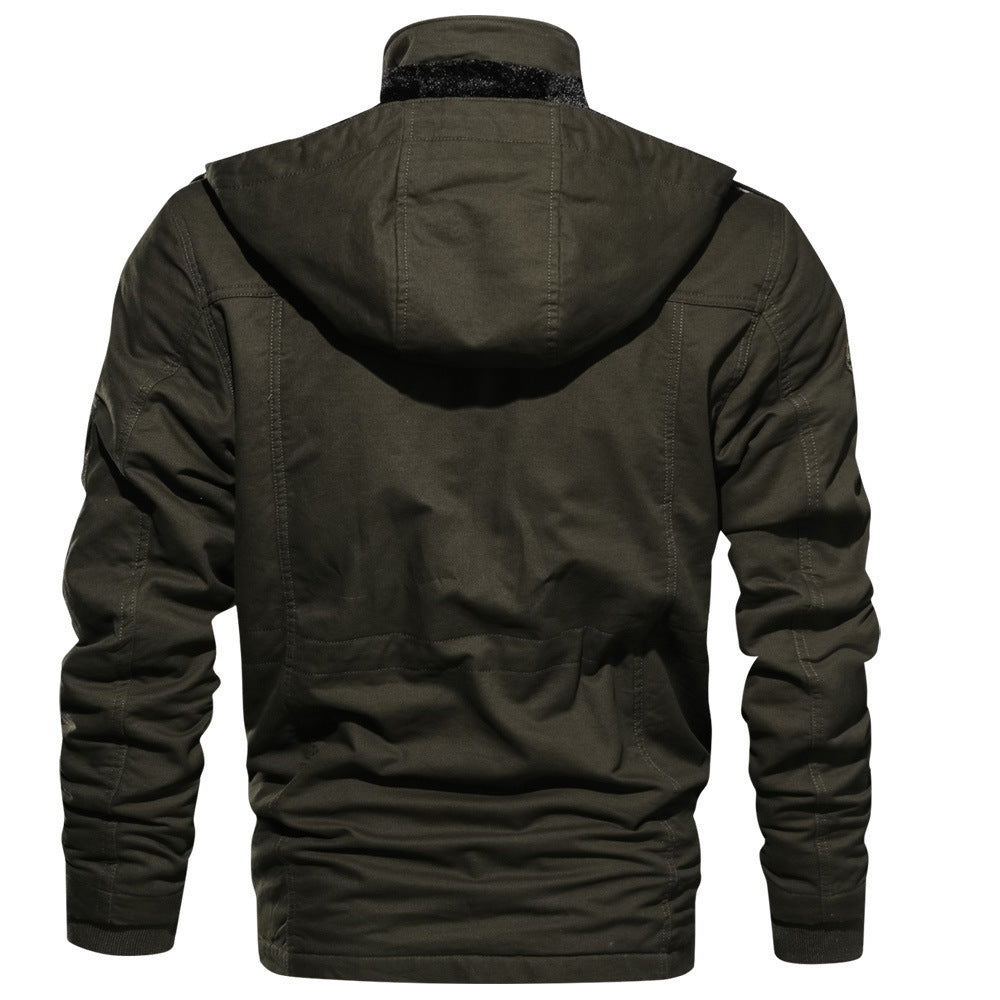 Herren Multifunktionale Canvas-Fieldjacke mit Teddyfleece-Innenlage, Kapuze und Utility-Taschen Nord Taschen
