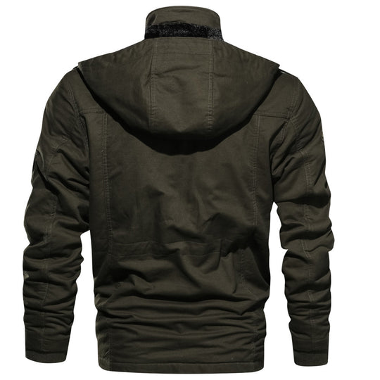 Herren Multifunktionale Canvas-Fieldjacke mit Teddyfleece-Innenlage, Kapuze und Utility-Taschen Nord Taschen