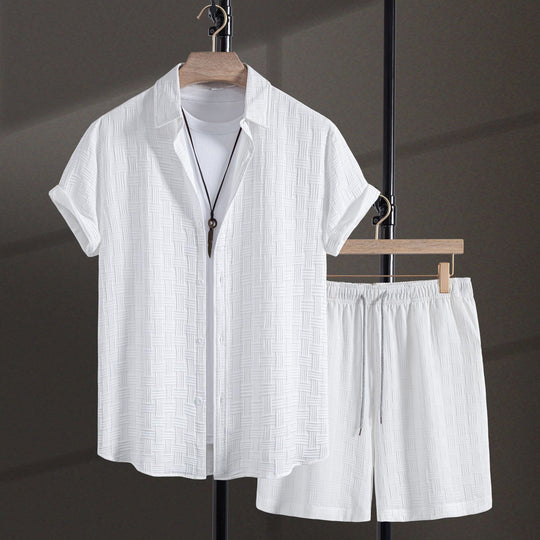 Damen Kurzarmhemden mit strukturiertem Muster und bequemen Shorts Nord Taschen