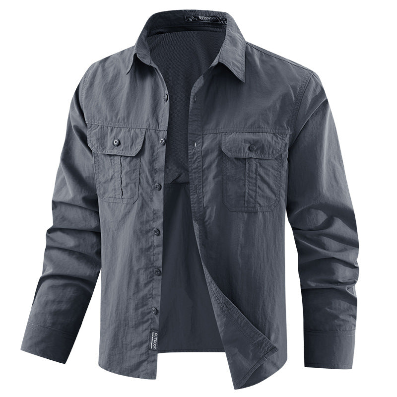 Herren  leichtes UV-Schutz Outdoor-Hemdjacke mit atmungsaktivem Mesh-Futter, Klappentaschen und schnell trocknender Webstruktur Nord Taschen