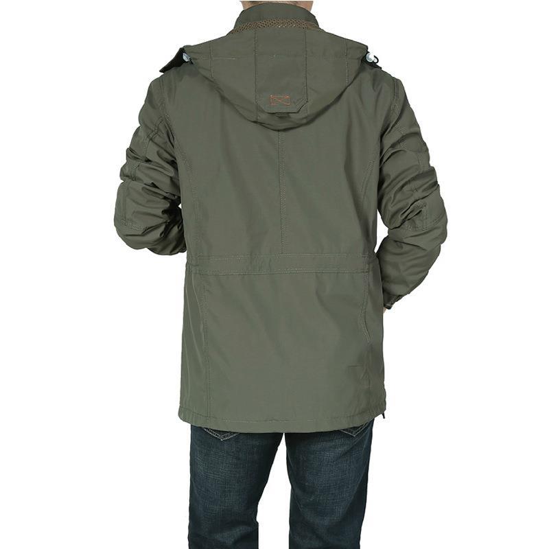 Herren Utility-Fieldjacke mit Kapuze, Multifunktionstaschen und Taillenzug Nord Taschen