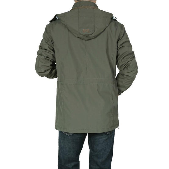 Herren Utility-Fieldjacke mit Kapuze, Multifunktionstaschen und Taillenzug Nord Taschen