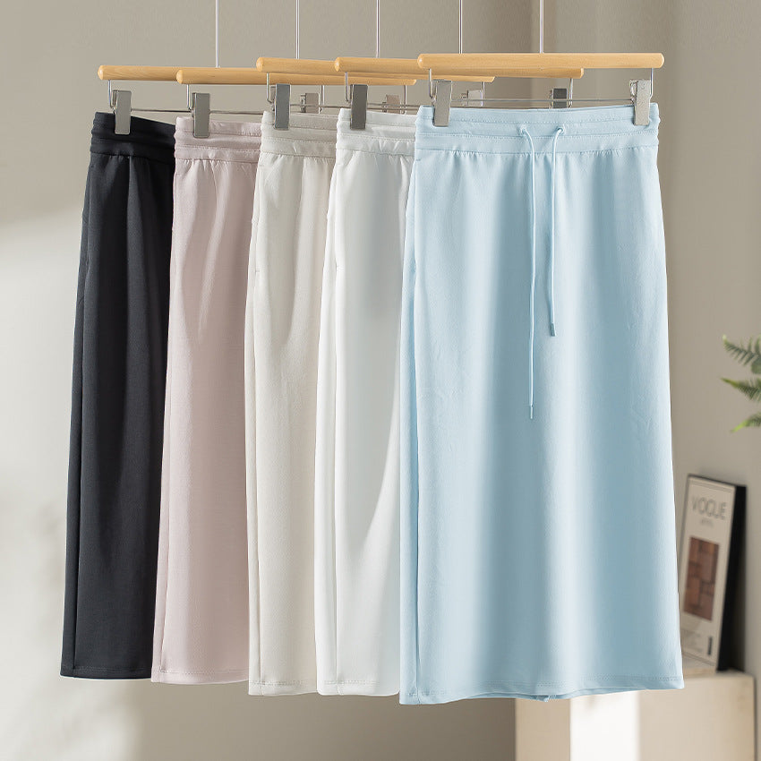 Damen Jersey-Midirock mit elastischem Tunnelzugbund und geradem Fall Nord Taschen