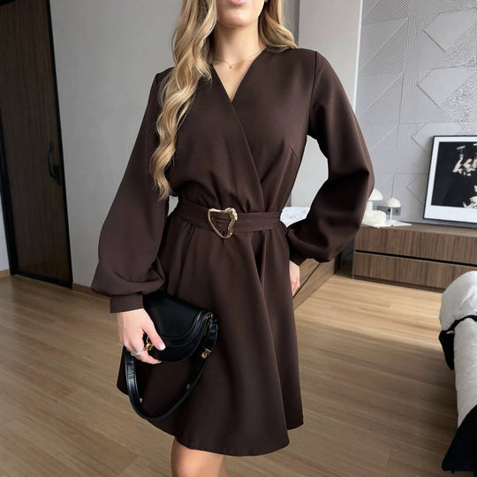 Damen Wickelkleid mit tailliertem Herzgürtel und voluminösem Swing-Rock Nord Taschen