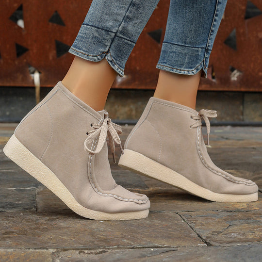 Damen  knöchelhohe Schnürboots mit Mokassinnaht, weicher Innensohle und crepe Sohle Nord Taschen
