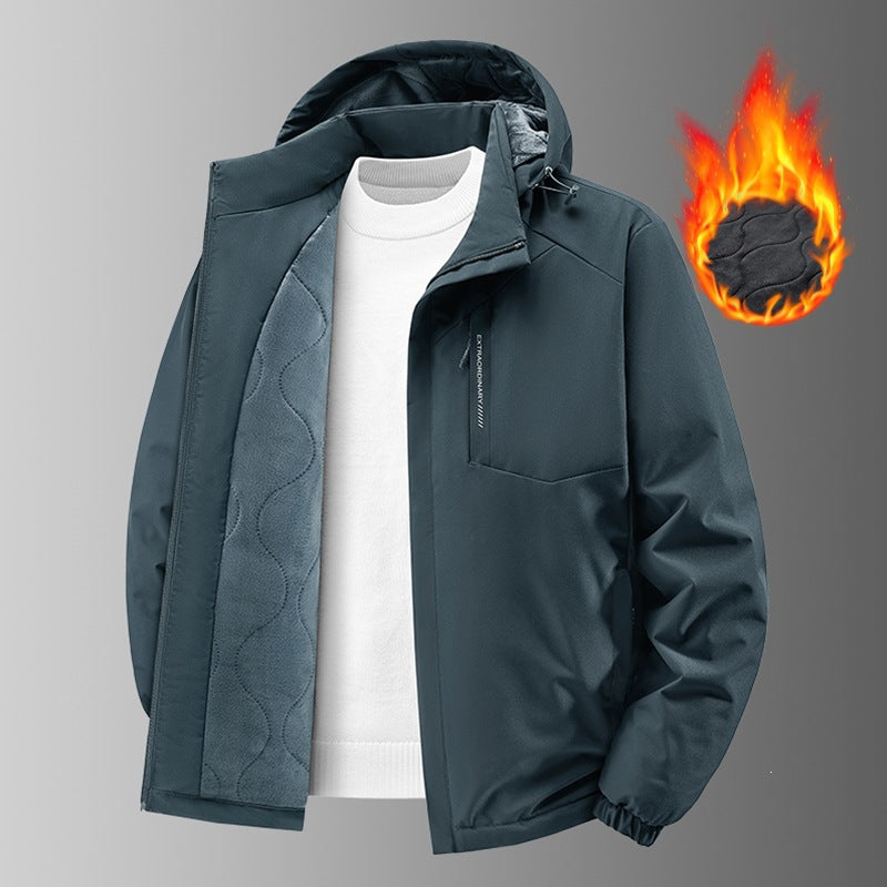 Herren Thermo-Outdoorjacke mit gesteppter Fleece-Innenlage, wind- und wasserabweisender Hülle & Kapuze Nord Taschen