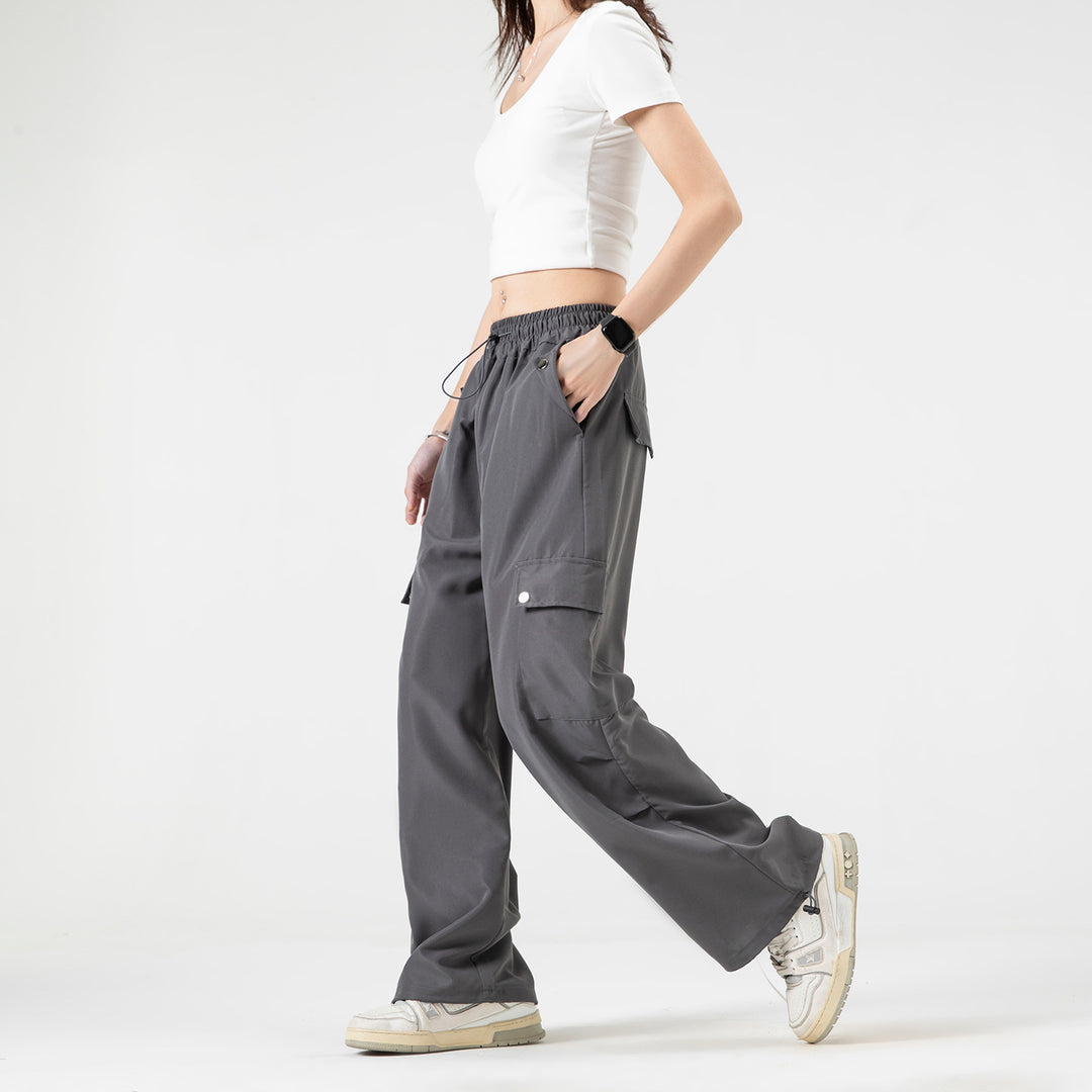 Damen Baggy-Cargo-Hose mit Tunnelzugbund, großen Klappentaschen und verstellbarem Saum Nord Taschen