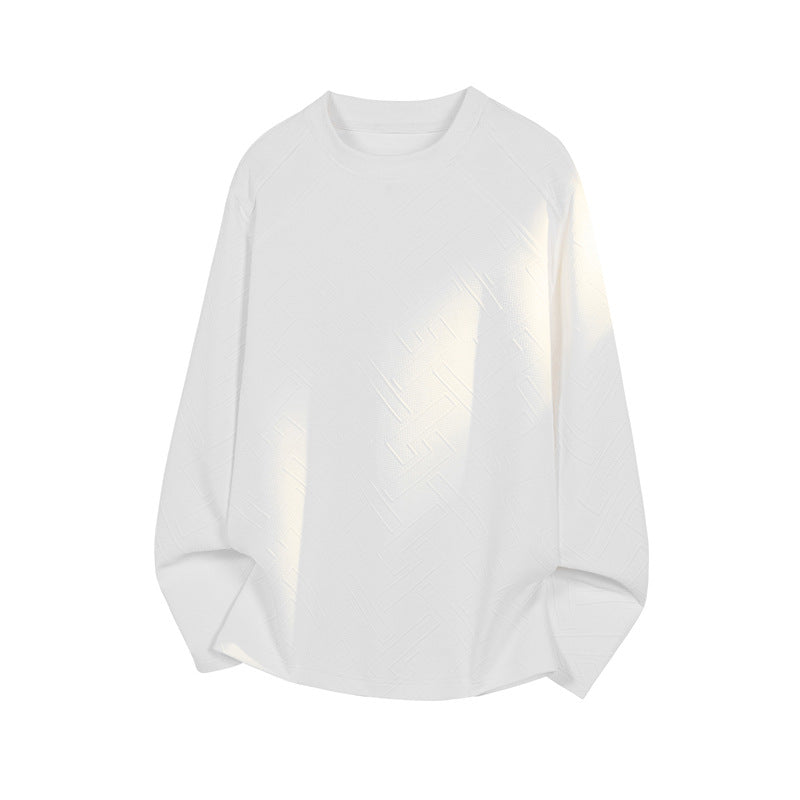 Herren Strukturiertes Langarmshirt mit Stehkragen und geometrischem Reliefmuster Nord Taschen