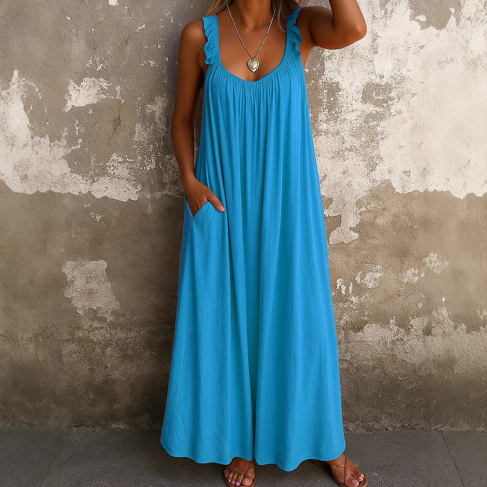 Damen Maxi-Kleid mit trägerloser Passform und luftiger Silhouette