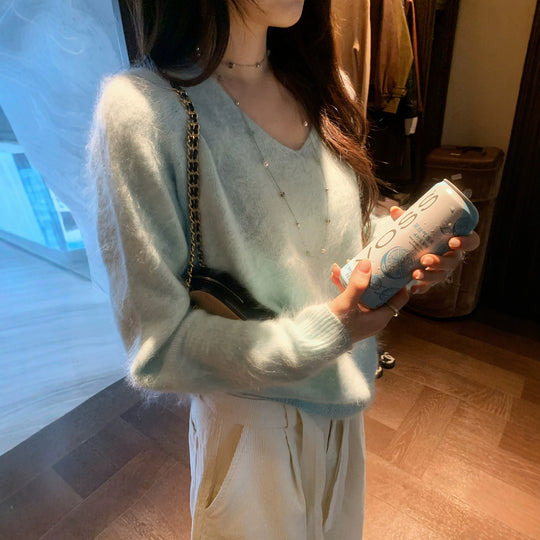 Damen Feinstrick-Cardigan in Mohair-Optik mit stoffbezogenen Knöpfen Nord Taschen