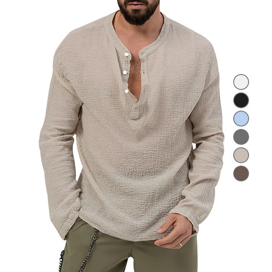 Herren Langarmshirt mit Knopfleiste Nord Taschen