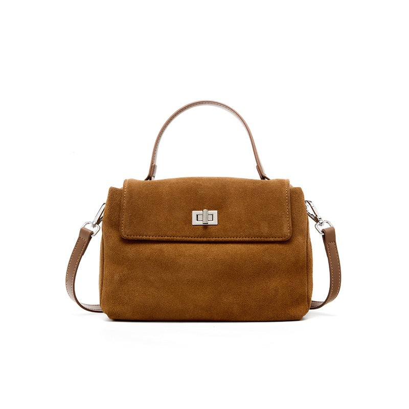 Damen samtige Handtasche mit edel glänzendem Verschluss Nord Taschen