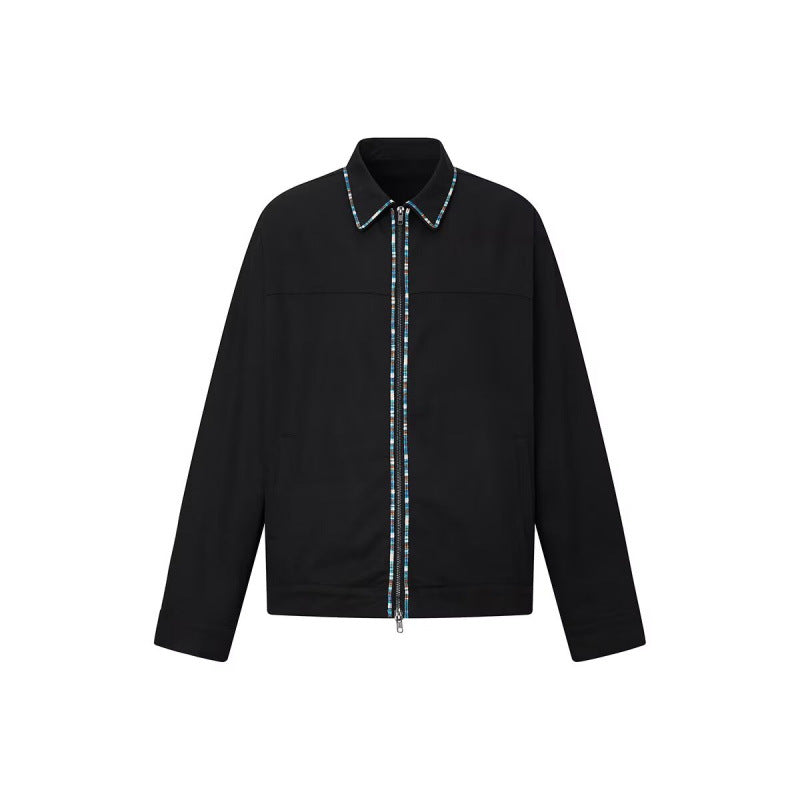 Herren Leichte Blousonjacke mit kontrastierter Zierband-Blende Nord Taschen