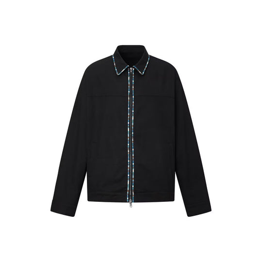 Herren Leichte Blousonjacke mit kontrastierter Zierband-Blende Nord Taschen