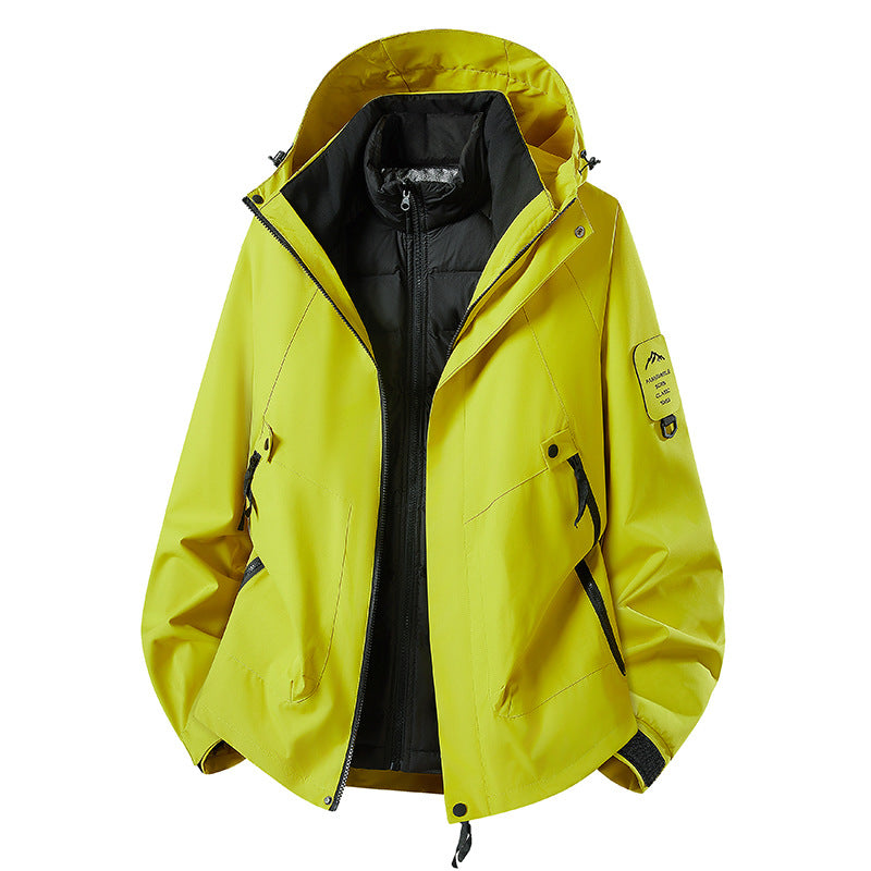 Herren Zwei-in-eins Wetterschutzjacke mit abnehmbarer Steppweste und verstellbarer Kapuze Nord Taschen