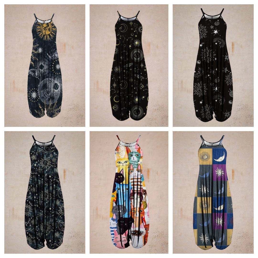 Damen Jumpsuit mit astrologischem Print Nord Taschen