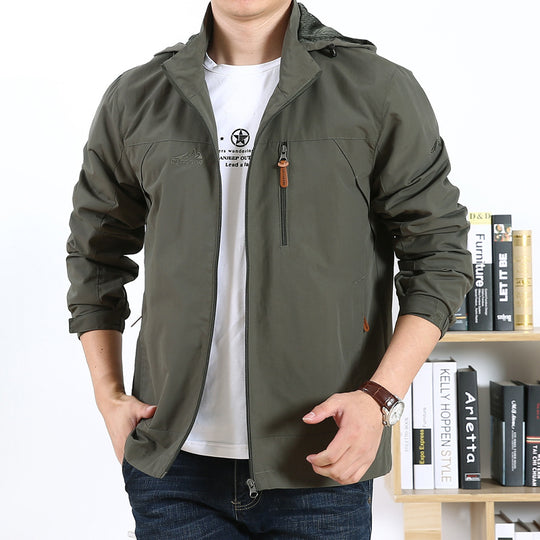 Herren Leichte Kapuzen-Windjacke mit Brust-Reißverschluss und Elastischen Bündchen Nord Taschen