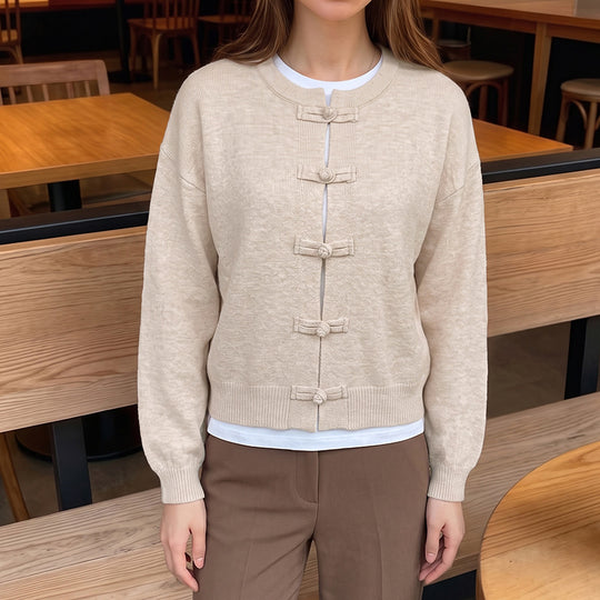 Damen Elegante Strickjacke mit Knopfdetails Nord Taschen