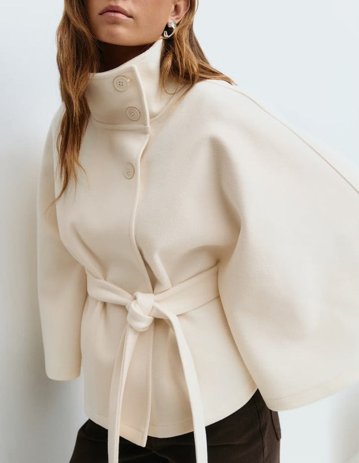 Damen Wickeljacke mit elegantem Stehkragen und weit geschnittenen Ärmeln Nord Taschen