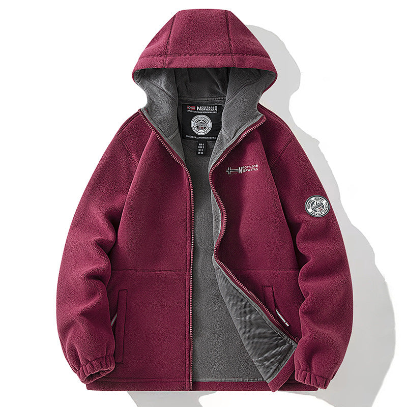 Damen Kapuzen-Fleecejacke mit Teddyfutter und durchgehendem Reißverschluss Nord Taschen