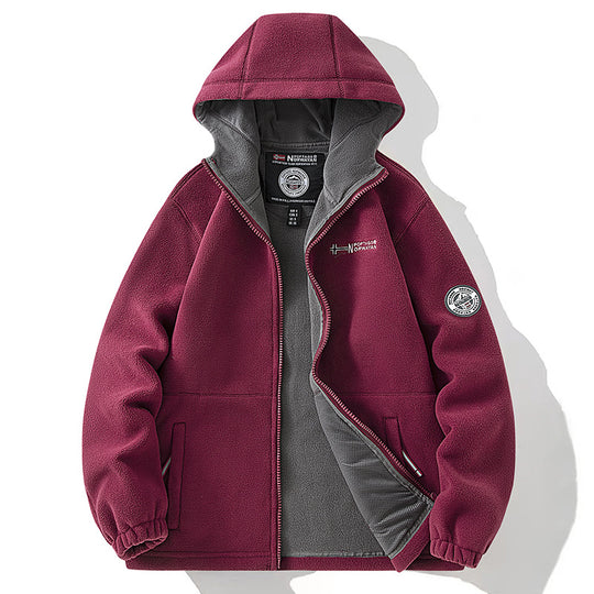 Damen Kapuzen-Fleecejacke mit wärmendem Teddyfutter und Reißverschluss Nord Taschen