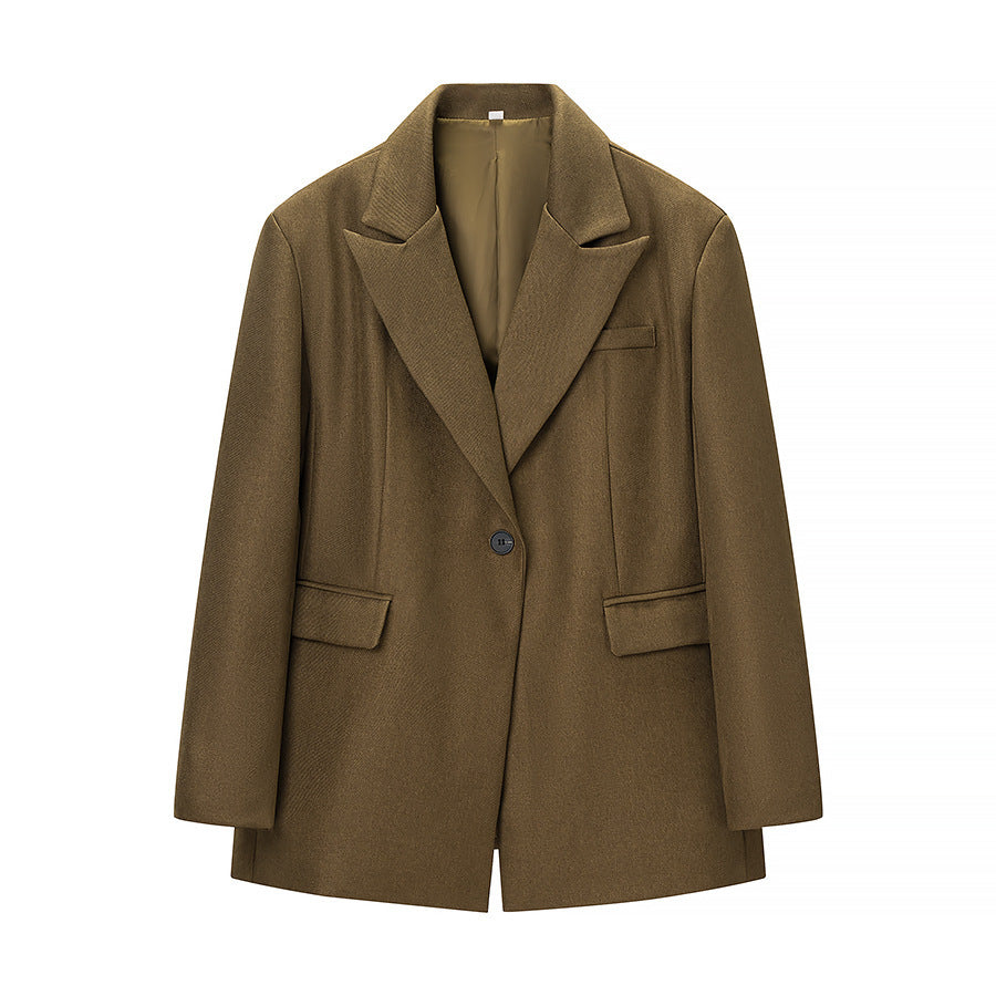 Damen Zweiteiliges Wollmix-Blazer- und Palazzo-Hosen-Set mit Ein-Knopf-Sakko und Bügelfalte Nord Taschen