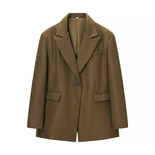 Damen Zweiteiliges Wollmix-Blazer- und Palazzo-Hosen-Set mit Ein-Knopf-Sakko und Bügelfalte Nord Taschen