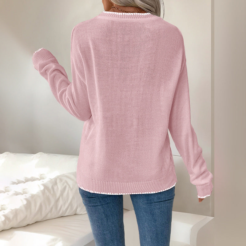 Damen Bequemer Pullover mit Schleifenmuster Nord Taschen