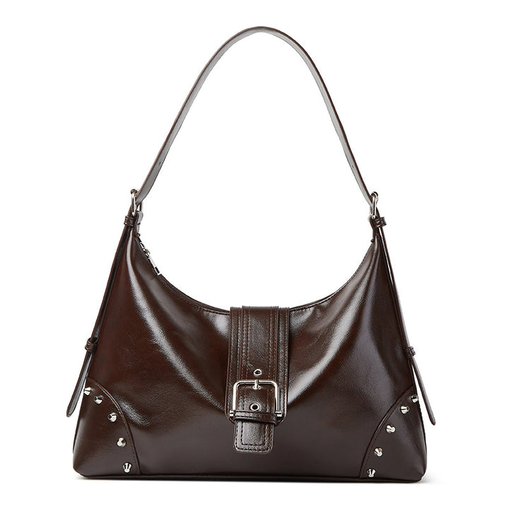Damen Hobo-Tasche mit dekorativen Nieten und elegantem Klappenverschluss Nord Taschen