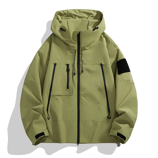 Damen wetterfeste Outdoor-Jacke mit praktischen Taschen und verstellbarer Kapuze