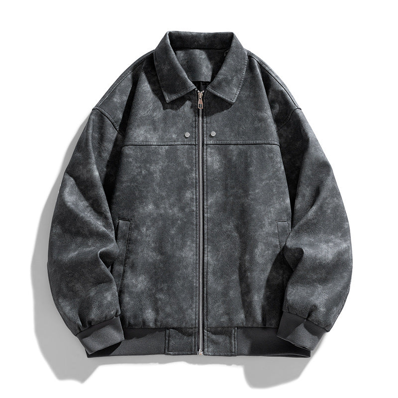 Men's  suede-effect collared full-zip bomber jacket with ribbed hem Nord Taschen