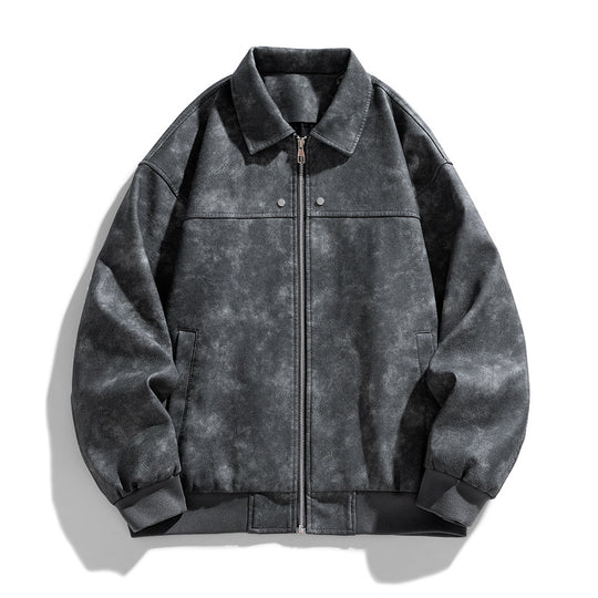 Men's  suede-effect collared full-zip bomber jacket with ribbed hem Nord Taschen