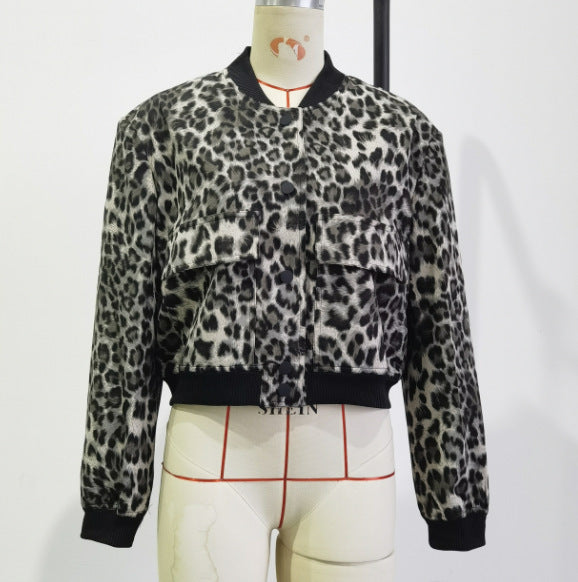 Damen Kurzjacke im Bomberstil mit Leoparden‑Fauxfell und Rippbündchen Nord Taschen