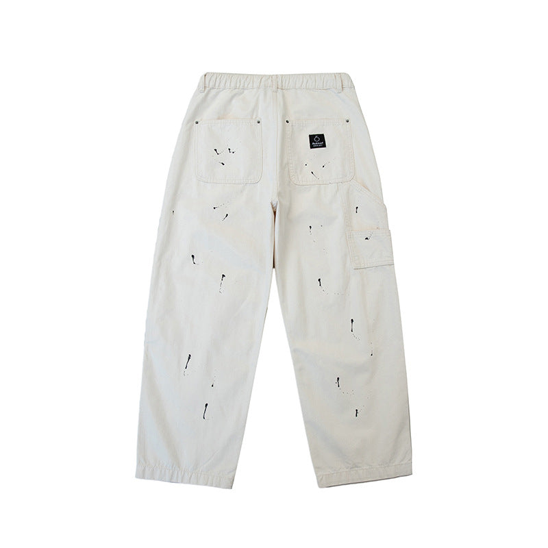Unisex Weite Canvas-Hose mit elastischem Bund, Tunnelzug und Paint‑Splatter‑Details Nord Taschen