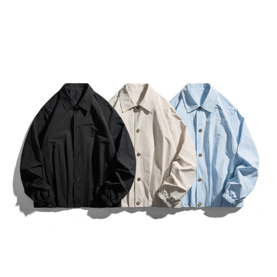 Unisex Leichtes Overshirt-Jacke im Boxy-Cut mit Hemdkragen und elastischen Ärmelbündchen Nord Taschen