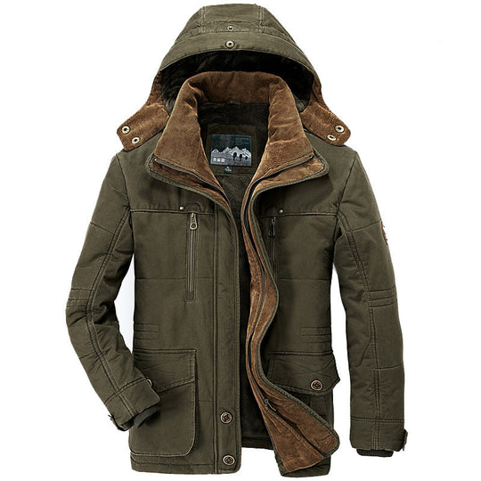 Herren robuster Canvas-Fieldparka mit Cord-Kragen, Zipfront und Multifunktionstaschen Nord Taschen