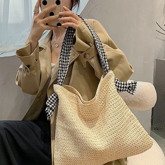 Damen elegante Strandtasche mit geflochtenem Design Nord Taschen